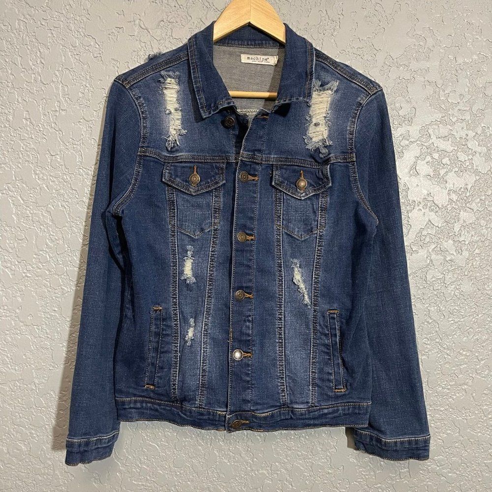 Machine Shredded Denim Jacket - Picture 2 of 9